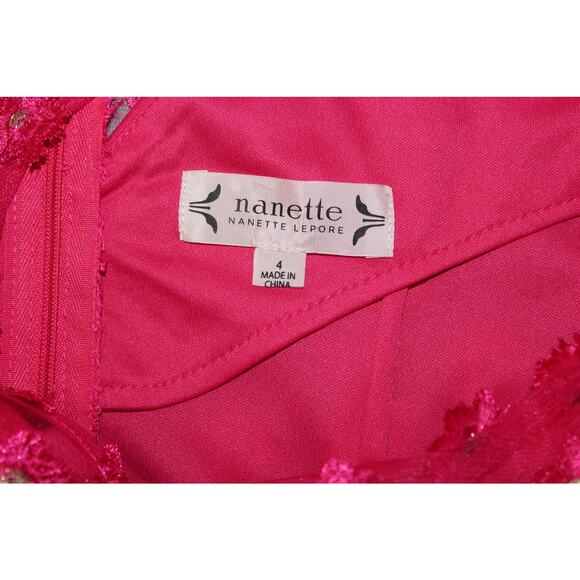 Nanette Lepore Shift Dress Women's 4 Dress Pink Fuschia Floral Lace Daisy Barbie - Picture 4 of 6